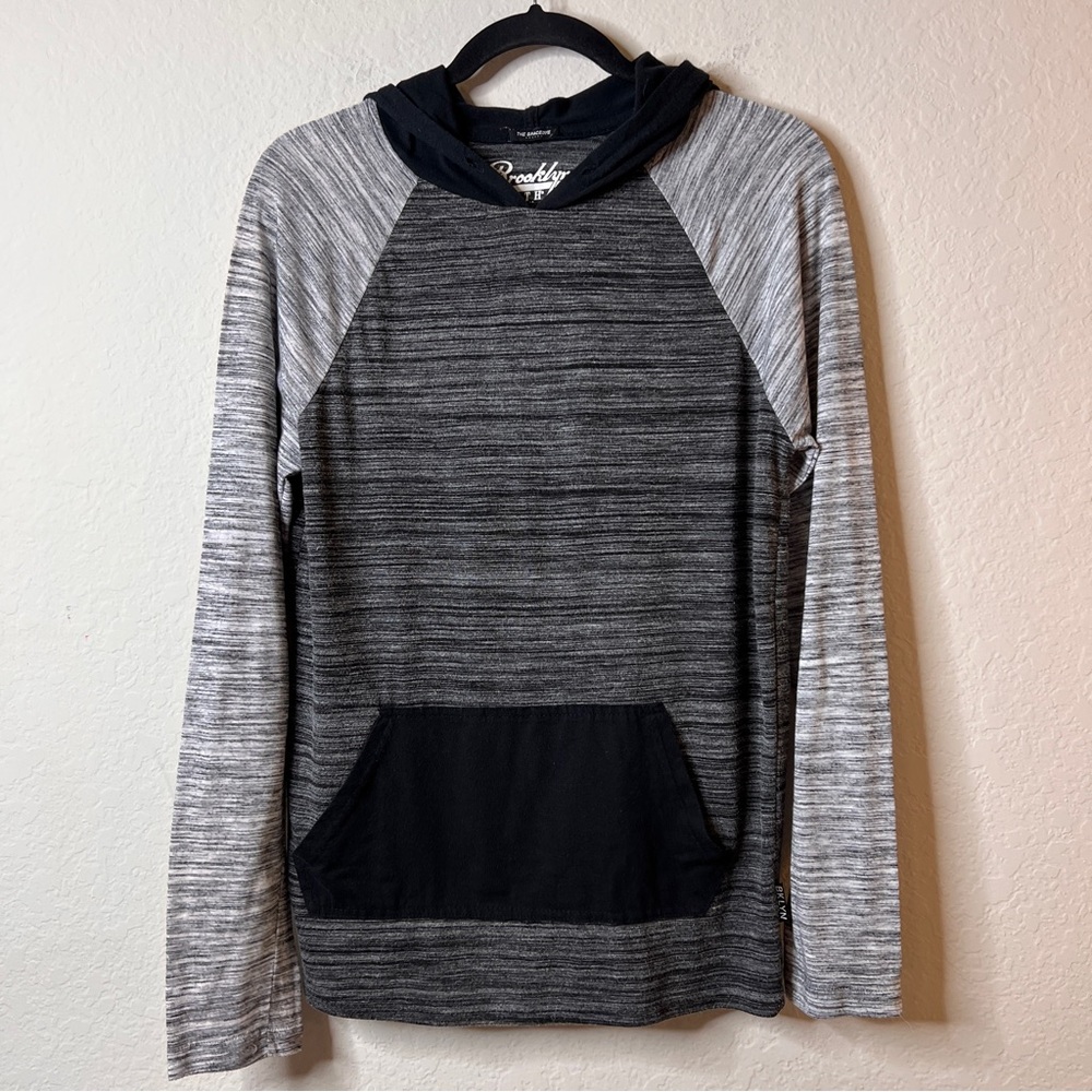 Brooklyn Cloth Space Dye Black & Gray Hoodie Men’s Size Small Kangaroo Pocket